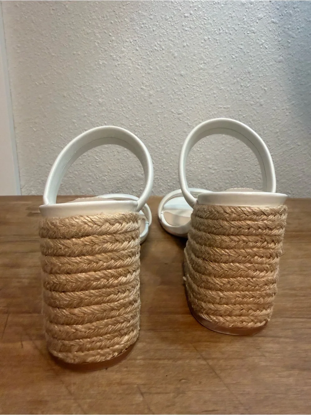 Steve Madden Marcella White Leather Espadrille Block Heel Sandals Size 6 EUC
